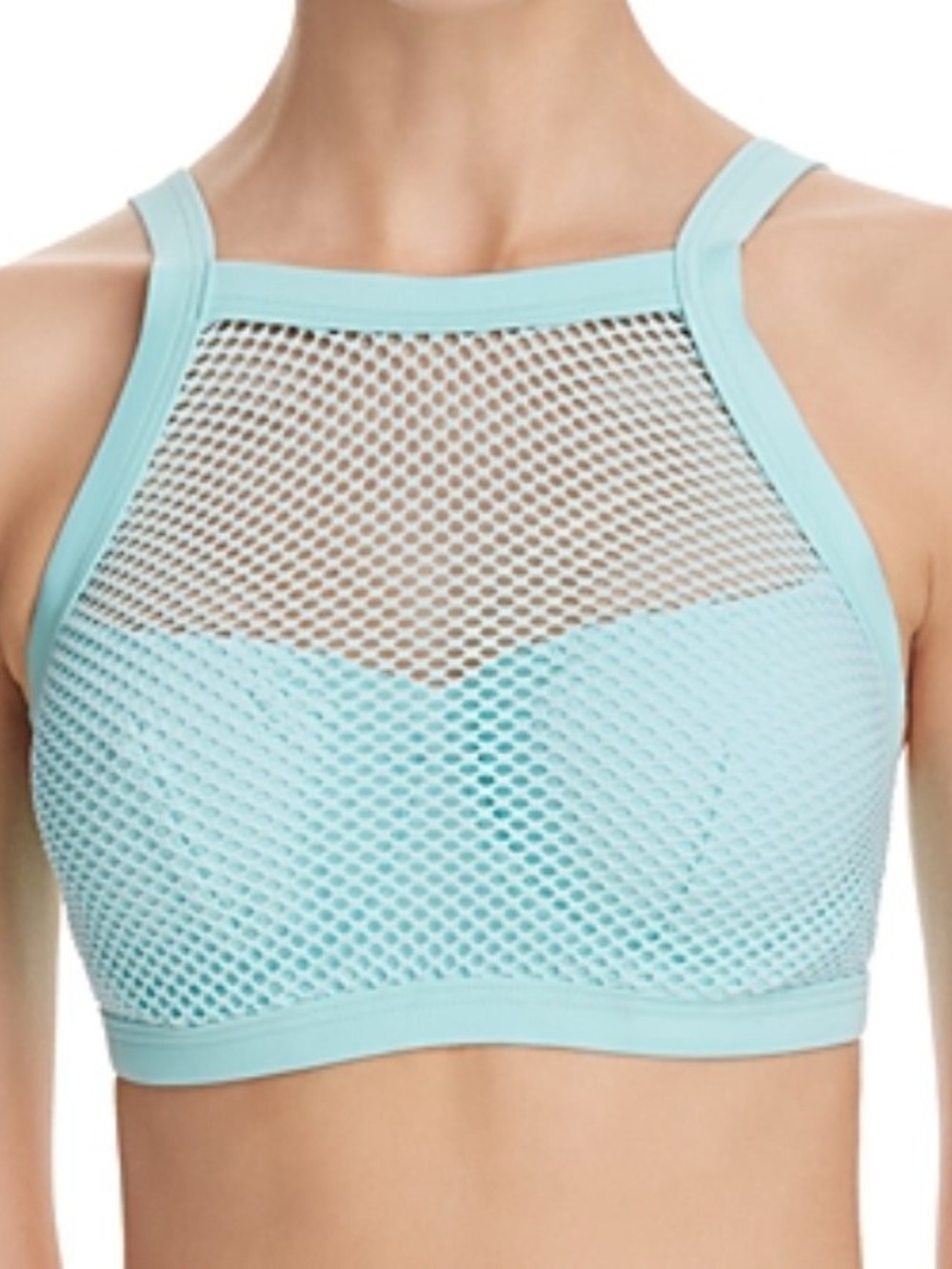 Profile Blush Women Underwired Mesh Bikini Top Turquoise Swim SZ Large F cup NWT